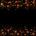 Abstract pattern of falling golden stars on black. Elegant pattern for banner, greeting card, Christmas and New Year
