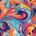 Colorful Design With Orange, Yellow And Blue Swirl