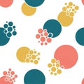 Clusters of overlapping circles in teal, mustard, and coral on a Royalty Free Stock Photo