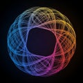 An abstract pattern featuring colorful, intertwining lines creating a circular shape with a dark Royalty Free Stock Photo