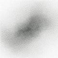 Abstract pattern featuring a dense arrangement of small black dots on a white background.