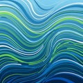 Abstract pattern featuring dynamic waves of blue and green hues. Curved lines flow harmoniously Royalty Free Stock Photo