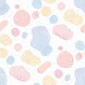 Abstract pattern featuring irregular blobs in soft pastel colors: pink, blue, and yellow. Royalty Free Stock Photo