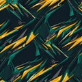 Abstract pattern featuring sharp, angular shapes in yellow, green, and dark gray, Royalty Free Stock Photo