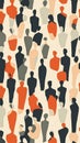 Abstract pattern featuring simplified, stylized human figures in various sizes. The