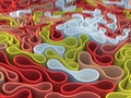Abstract pattern of flexible elastic forms. 3d rendering digital illustration