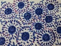 Abstract pattern in the form of blue-violet patterns and flowers. Hand painted watercolor.