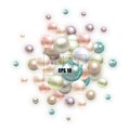 abstract pattern with glass blue balls or precious pearls. Glossy realistic ball. 3d vector illustration. eps 10