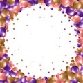 abstract pattern with glass blue balls or precious pearls. Glossy realistic ball. 3d vector illustration. Purple, pin and gold.