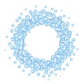 abstract pattern with glass blue balls or precious pearls. Glossy realistic ball. 3d vector illustration. Round photoframe. eps 10