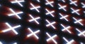 Abstract pattern of glowing geometric crosses pluses futuristic black background