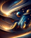 abstract pattern with gold elements on a dark background, fractal art.