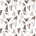 Abstract pattern with grunge and ink triangles.