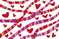 Abstract pattern with hearts and ribbons Royalty Free Stock Photo