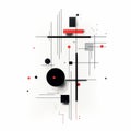 Suprematism Vector: Red And Black Abstract Elements In Geometric Constructivism Style