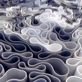 Abstract pattern of interaction flexible elastic organic shapes. 3d rendering