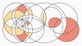 Abstract pattern of interlocking and overlapping circular shapes vector design Generative AI Royalty Free Stock Photo
