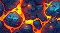 An abstract pattern with molten magma, stones, cracks, flowing liquid, and glowing rocks creates a seamless texture for