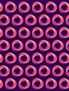 Abstract pattern of multicolored Mobius ribbons. Pink circular shape with inverted side. Abstract digital illustration