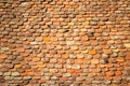 Abstract pattern of old, traditional, brown/orange, ceramic, overlapping shingles tiles, schindle/schindel in German on a roof Royalty Free Stock Photo