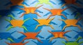 Abstract Pattern of Orange and Green Crabs on Blue Background Royalty Free Stock Photo