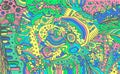 Abstract pattern. Organic elements - coloful cartoonish illustration. Psychedelic and stoner style. Doodle floral ornament. Art
