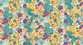 Abstract pattern of overlapping colorful blobs and thin black lines circles Royalty Free Stock Photo