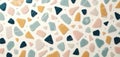 Abstract pattern of pastel colored terrazzo shapes. Irregular geometric pieces create a seamless backdrop for decor. Design Royalty Free Stock Photo