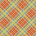 Abstract Pattern With Plaid Fabric On A Bright Orange Background.
