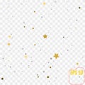 Abstract pattern of random falling gold and silver stars on tran Royalty Free Stock Photo