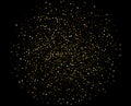 Abstract pattern of random falling gold stars on black