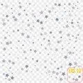 Abstract pattern of random falling silver stars on transparent Royalty Free Stock Photo