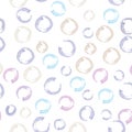 Abstract pattern from round lines. It is made in delicate pink, lilac, blue tones on a white background.