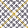 Abstract pattern for textile design in grey, gold yellow, white. Seamless herringbone textured glen tweed check plaid graphic. Royalty Free Stock Photo