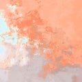 Background watercolor splotch liquid effect - calming coral salmon pink orange grey blue color Royalty Free Stock Photo