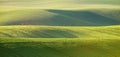 Abstract pattern texture of rolling wavy fields in spring. Spring green fields Royalty Free Stock Photo