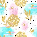 Abstract pattern of watercolor spots and glitter elements Royalty Free Stock Photo