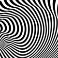 Abstract pattern of wavy black stripes. Distortion, analogue of optical illusion. Vector illustration