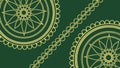 Abstract Pattern with Wavy Lines and Circles on Green, vector design Generative AI Royalty Free Stock Photo