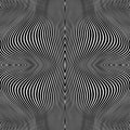 Abstract pattern of wavy stripes or rippled 3D relief black and white lines background. Vector twisted curved stripe modern trendy Royalty Free Stock Photo