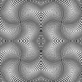 Abstract pattern of wavy stripes or rippled 3D relief black and white lines background. Vector twisted curved stripe modern trendy