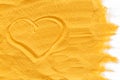 Abstract pattern with yellow sand texture and love picture top view