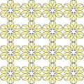 Abstract Pattern with yellow stylized flowers and white background