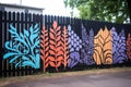 abstract patterns on fence during painting process