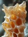 Abstract patterns mimicking the fibrous texture of collagen with organic layers, intricate weaving