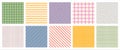 Hand drawn geometric seamless regular patterns set, doodle, wavy lines, stripes, check