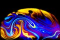 Abstract patterns with various vibrant colors on the soap bubble for abstract background. Used differential focus and deliberately