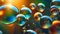 abstract PC desktop wallpaper background with flying soap bubbles on colorful background