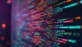 Abstract pc screen displaying program coding script. Software developer writes program code. Colorful code commands, cyber text, Royalty Free Stock Photo