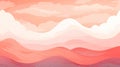 Abstract peach clouds over wavy sea.